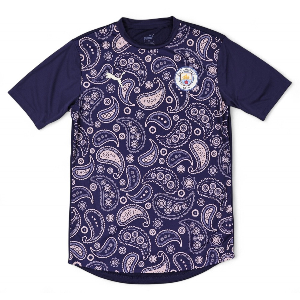 Puma Manchester City FC Stadium League Jersey Mens Medium Blue Pink Paisley